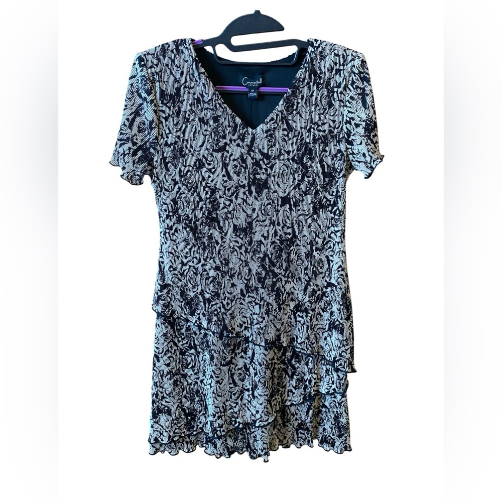 Connected Apparel Black and White Patterned Dress